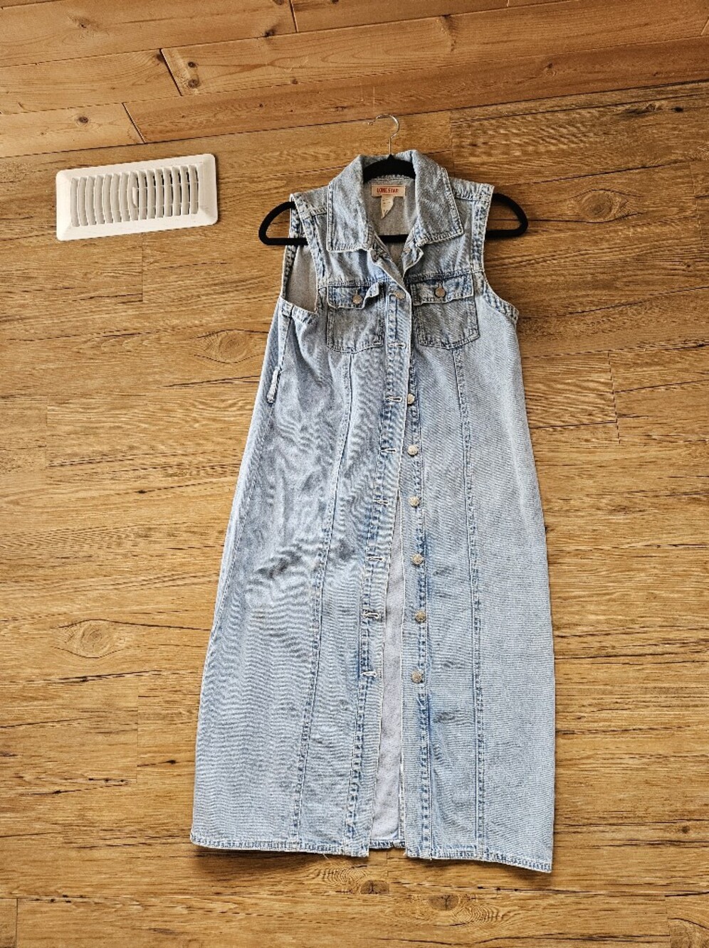 Lone Star Sleeveless Light Wash Denim Midi Dress